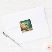 Midden Eeuw Modern Martini Reis Kathedraal Uitzich Vierkante Sticker (Envelop)