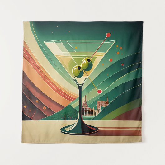Midden Eeuw Modern Martini Reis Kathedraal Uitzich Wandkleed (Voorkant)