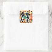 Midden eeuw modern martini's dansfeest vierkante sticker (Tas)