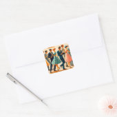 Midden eeuw modern martini's dansfeest vierkante sticker (Envelop)