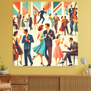 Midden eeuw modern Martinis in de Club Canvas Afdruk