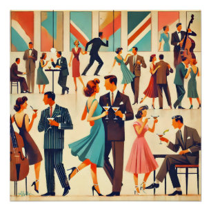 Midden eeuw modern Martinis in de Club Perfect Poster