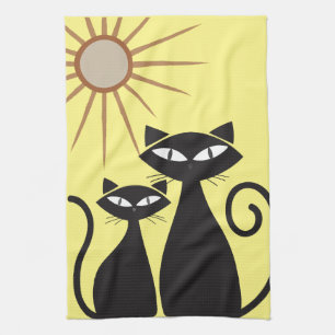 Midden eeuw modern MCM Cool Zwarte Kat Theedoek