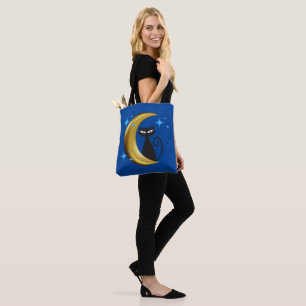 Midden Eeuw Modern MCM Retro Atomische Zwarte Kat Tote Bag