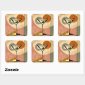 Midden Eeuw Modern Minimalistische Kunst Martini Vierkante Sticker (Vel)
