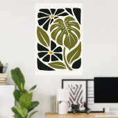Midden eeuw modern Monstera botanische poster (Thuiskantoor)