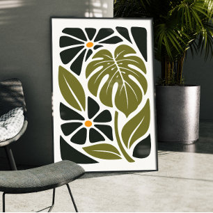 Midden eeuw modern Monstera botanische poster