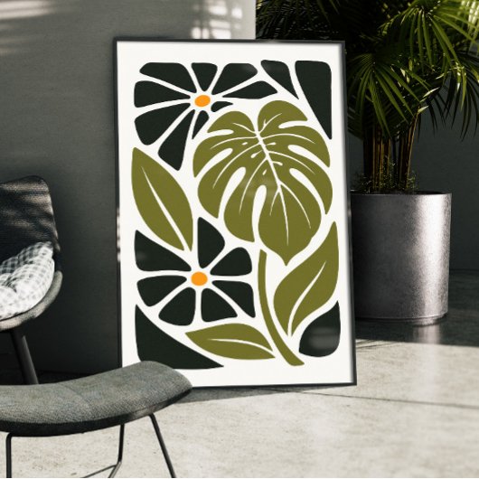 Midden eeuw modern Monstera botanische poster