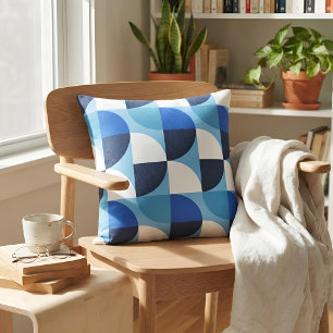 Midden eeuw modern navy Bauhaus geometrisch Kussen