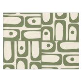 Midden-eeuw Modern Olijfgroen en Crème Tafelkleed (Voorkant (Horizontaal))