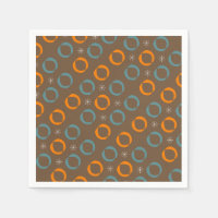 Midden eeuw modern, ovalen, sterren Teal Oranje Br
