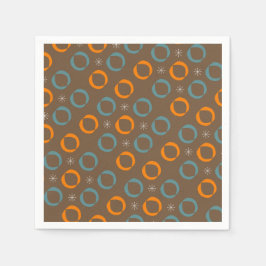 Midden eeuw modern, ovalen, sterren Teal Oranje Br Servet