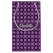 Midden eeuw modern paars cirkel naam monogram klein cadeauzakje (Achterkant)