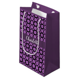 Midden eeuw modern paars cirkel naam monogram klein cadeauzakje