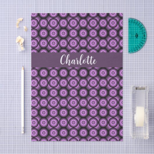 Midden eeuw modern paars cirkel naam monogram tissuepapier (Craft)