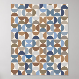 Midden eeuw Modern patroon aarde tonen en blauw Poster