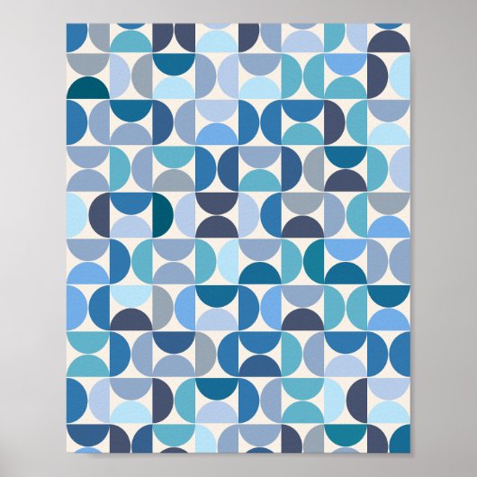 Midden eeuw Modern patroon blauw Poster (Voorkant)