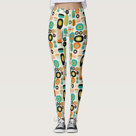 Midden Eeuw Modern Patroon Kleurrijk Retro Stijlvo Leggings