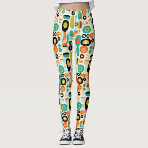 Midden Eeuw Modern Patroon Kleurrijk Retro Stijlvo Leggings