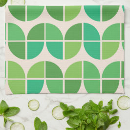 Midden eeuw modern patroon met geometrisch groen theedoek