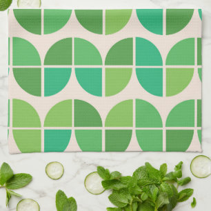Midden eeuw modern patroon met geometrisch groen theedoek