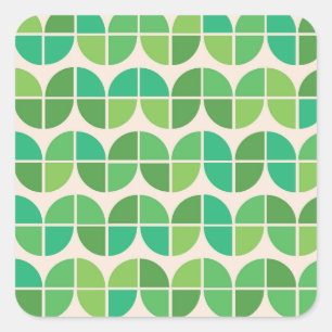 Midden eeuw modern patroon met geometrisch groen vierkante sticker