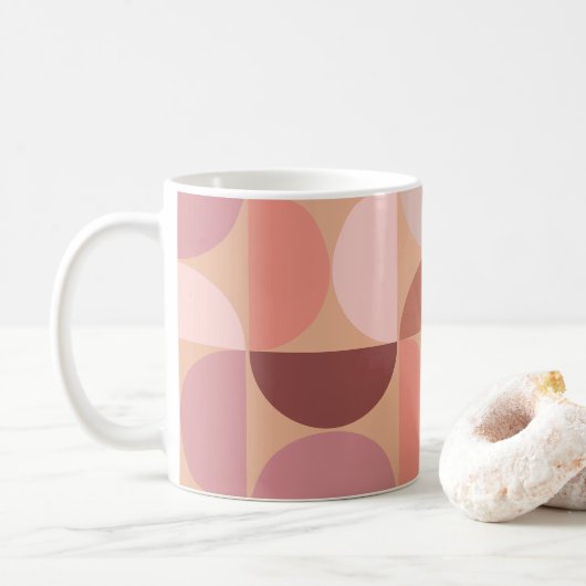 Midden eeuw modern patroon Peach Fuzz Koffiemok (Met donut)