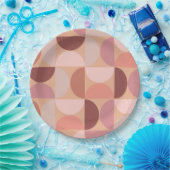 Midden eeuw modern patroon Peach Fuzz Papieren Bordje (Feest)