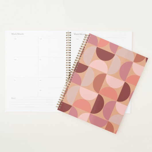 Midden eeuw modern patroon Peach Fuzz Planner (Display)