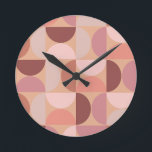 Midden eeuw modern patroon Peach Fuzz Ronde Klok<br><div class="desc">Middeleeuws motief - abstracte geometrische vormen - minimalistisch motief in perzik fuzz - neutraal aardetinten.</div>