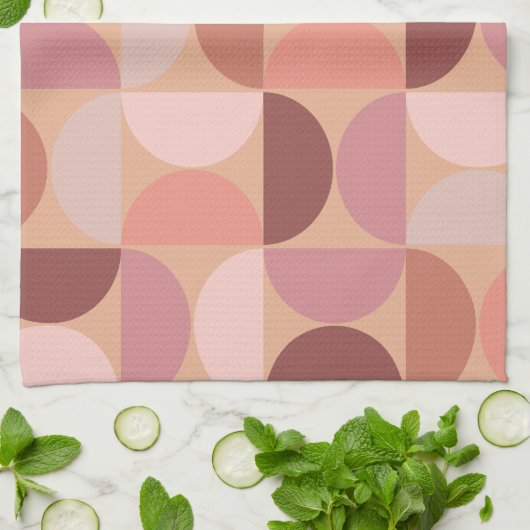 Midden eeuw modern patroon Peach Fuzz Theedoek (Gevouwen)