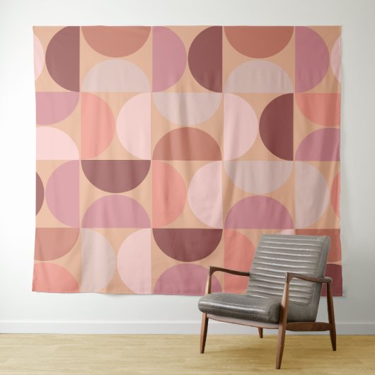 Midden eeuw modern patroon Peach Fuzz Wandkleed (In Situ (horizontaal))