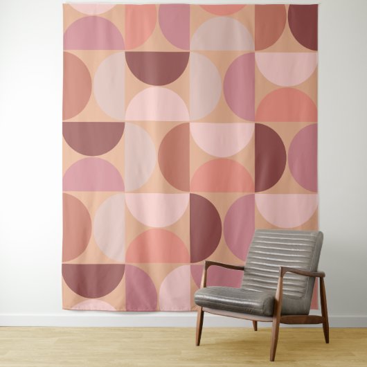 Midden eeuw modern patroon Peach Fuzz Wandkleed (In situ)