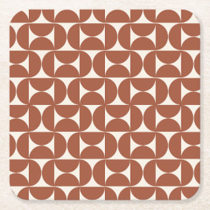 Midden eeuw Modern Patroon Rust Terracotta Kartonnen Onderzetters
