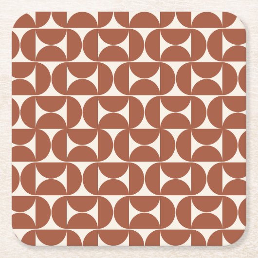 Midden eeuw Modern Patroon Rust Terracotta Kartonnen Onderzetters (Voorkant)