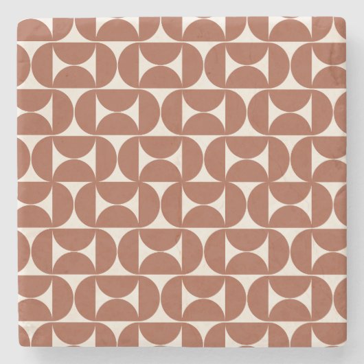 Midden eeuw Modern Patroon Rust Terracotta Stenen Onderzetter (Voorkant)