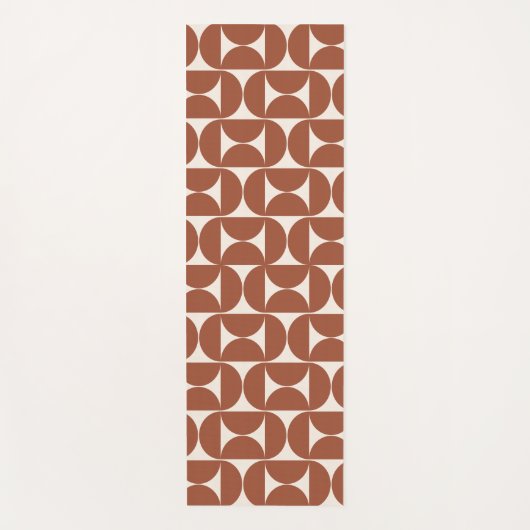 Midden eeuw Modern Patroon Rust Terracotta Yogamat (Voorkant)