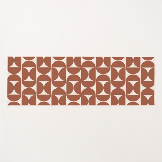 Midden eeuw Modern Patroon Rust Terracotta Yogamat (Voorkant (horizontaal))