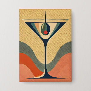 Midden eeuw modern "pimento olijf martini golf" button