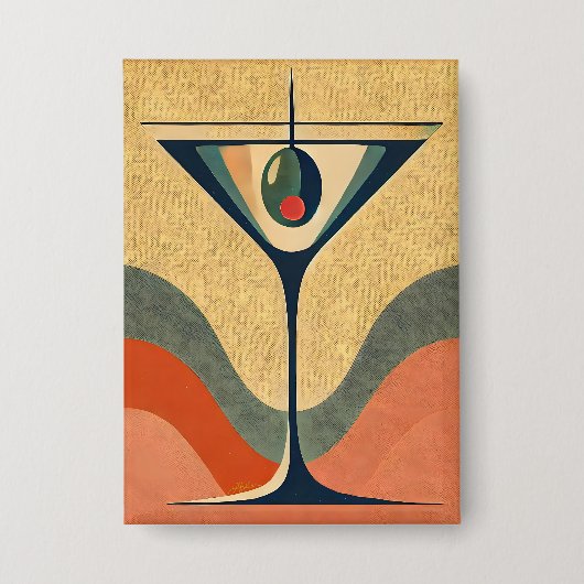 Midden eeuw modern "pimento olijf martini golf" button (Voorkant)