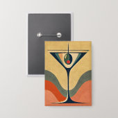 Midden eeuw modern "pimento olijf martini golf" button (Voorkant / Achterkant)