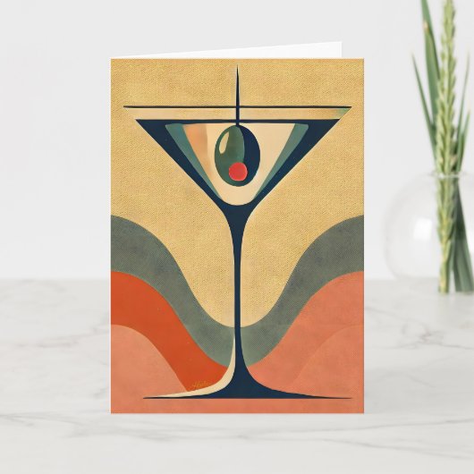 Midden eeuw modern "pimento olijf martini golf" kaart (Voorkant)