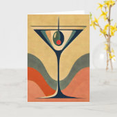 Midden eeuw modern "pimento olijf martini golf" kaart (Gele Bloem)