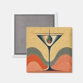 Midden eeuw modern "pimento olijf martini golf" magneet (Voorkant / Achterkant)