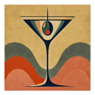 Midden eeuw modern "pimento olijf martini golf" perfect poster