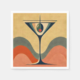 Midden eeuw modern "pimento olijf martini golf" servet