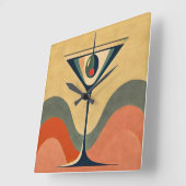 Midden eeuw modern "pimento olijf martini golf" vierkante klok (Hoek)