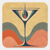 Midden eeuw modern "pimento olijf martini golf" vierkante sticker (Voorkant)
