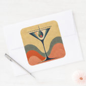 Midden eeuw modern "pimento olijf martini golf" vierkante sticker (Envelop)