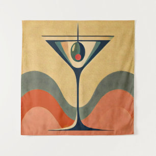 Midden eeuw modern "pimento olijf martini golf" wandkleed